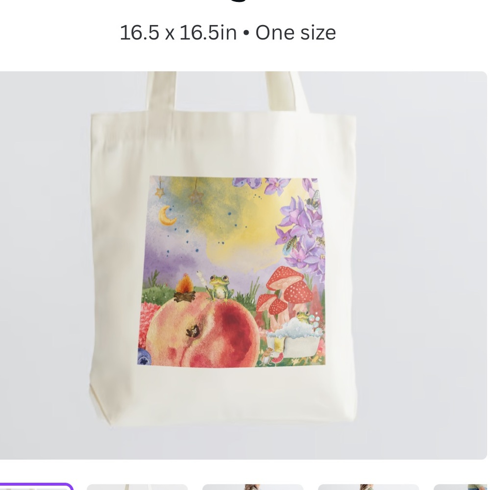 Farmers market reusable canvas tote bag